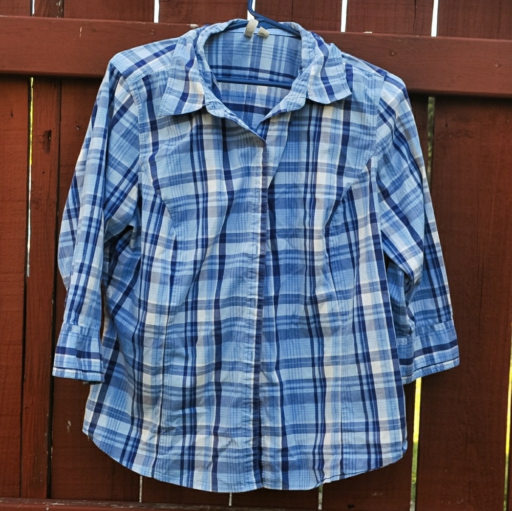 Blue Plaid Shirt Size 1X